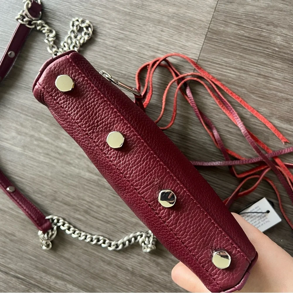 NEW Rebecca Minkoff Mini 5 Zip Convertible Crossbody Leather Bag in Port OS